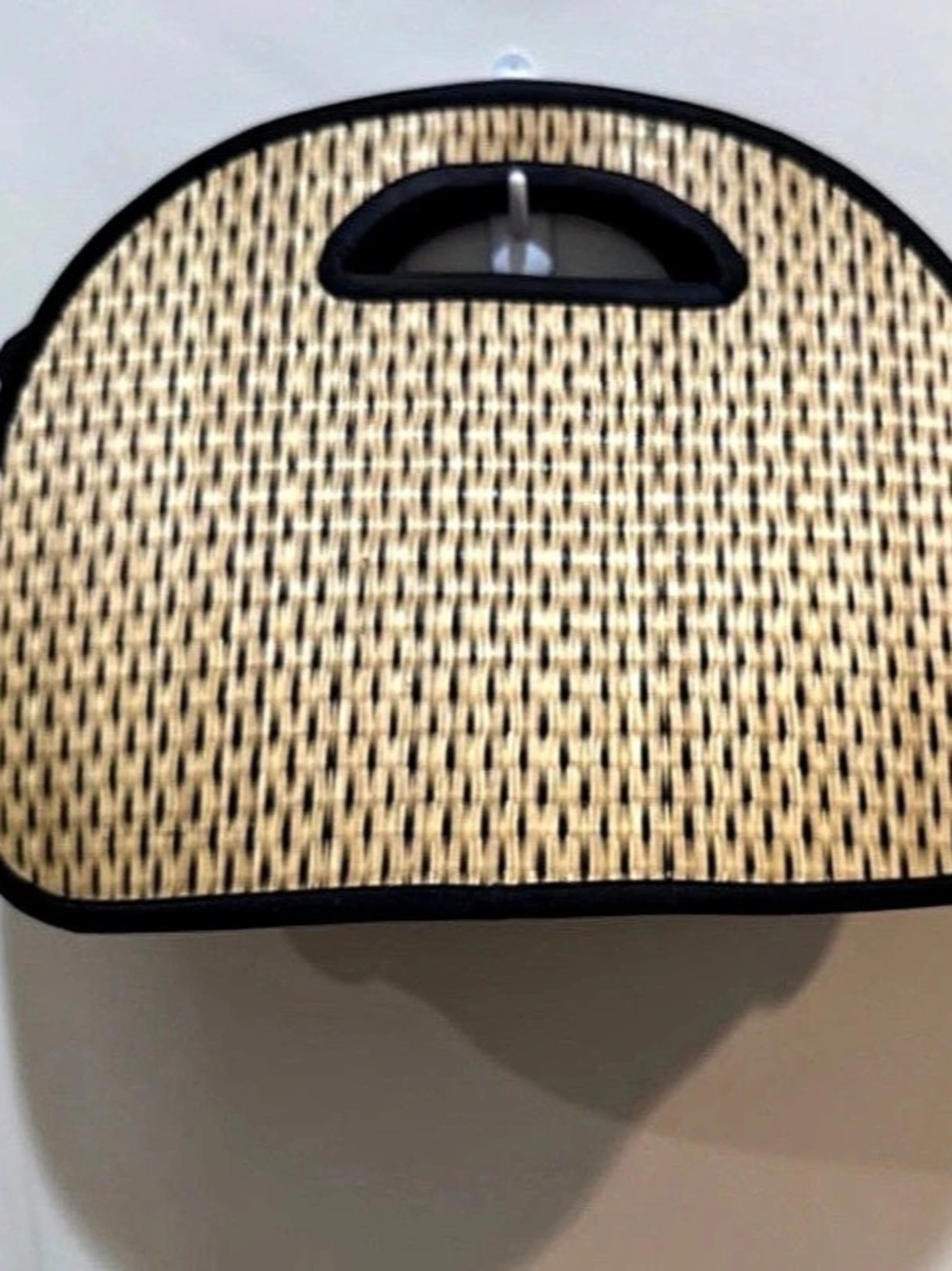 Baskets of Cambodia Woven Tote Bag in Beige & Black